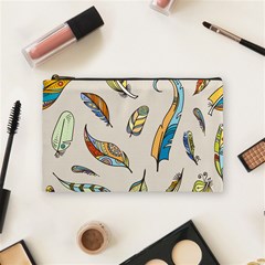 Vector Boho Doodle Feathers Seamless Pattern Illustration Cosmetic Bag (medium) by Wegoenart