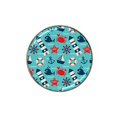 Seamless Pattern Nautical Icons Cartoon Style Hat Clip Ball Marker by Wegoenart