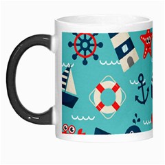 Seamless Pattern Nautical Icons Cartoon Style Morph Mugs