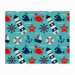 Seamless Pattern Nautical Icons Cartoon Style Small Glasses Cloth Front