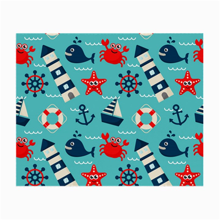 Seamless Pattern Nautical Icons Cartoon Style Small Glasses Cloth