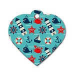 Seamless Pattern Nautical Icons Cartoon Style Dog Tag Heart (Two Sides) Back