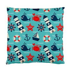 Seamless Pattern Nautical Icons Cartoon Style Standard Cushion Case (two Sides) by Wegoenart