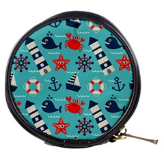 Seamless Pattern Nautical Icons Cartoon Style Mini Makeup Bag by Wegoenart