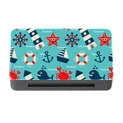 Seamless Pattern Nautical Icons Cartoon Style Memory Card Reader With Cf by Wegoenart