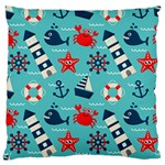 Seamless Pattern Nautical Icons Cartoon Style Standard Flano Cushion Case (Two Sides) Front