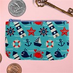 Seamless Pattern Nautical Icons Cartoon Style Large Coin Purse Front