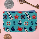 Seamless Pattern Nautical Icons Cartoon Style Large Coin Purse Back