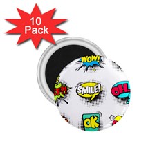 Set Colorful Comic Speech Bubbles 1 75  Magnets (10 Pack) 