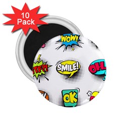 Set Colorful Comic Speech Bubbles 2 25  Magnets (10 Pack)  by Wegoenart