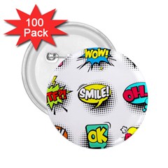 Set Colorful Comic Speech Bubbles 2 25  Buttons (100 Pack)  by Wegoenart