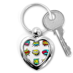 Set Colorful Comic Speech Bubbles Key Chain (heart) by Wegoenart