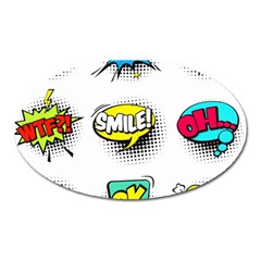 Set Colorful Comic Speech Bubbles Oval Magnet by Wegoenart