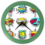 Set Colorful Comic Speech Bubbles Color Wall Clock Front