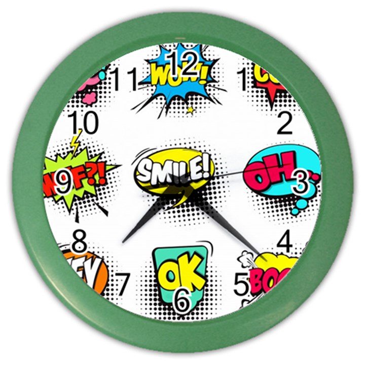 Set Colorful Comic Speech Bubbles Color Wall Clock