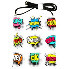 Set Colorful Comic Speech Bubbles Shoulder Sling Bag by Wegoenart