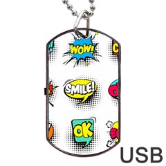 Set Colorful Comic Speech Bubbles Dog Tag Usb Flash (one Side) by Wegoenart