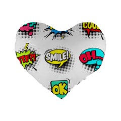 Set Colorful Comic Speech Bubbles Standard 16  Premium Heart Shape Cushions by Wegoenart