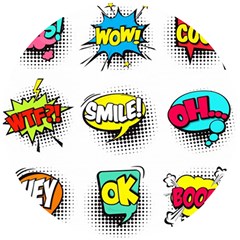 Set Colorful Comic Speech Bubbles Wooden Puzzle Round by Wegoenart