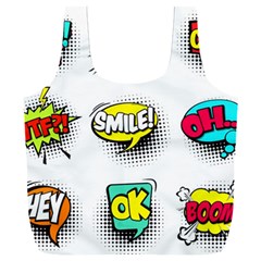 Set Colorful Comic Speech Bubbles Full Print Recycle Bag (xxxl) by Wegoenart