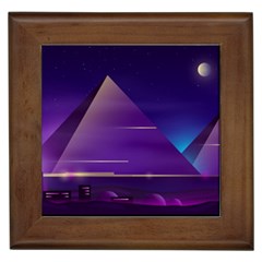 Egyptian Pyramids Night Landscape Cartoon Framed Tile