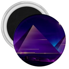 Egyptian Pyramids Night Landscape Cartoon 3  Magnets