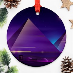 Egyptian Pyramids Night Landscape Cartoon Ornament (round) by Wegoenart