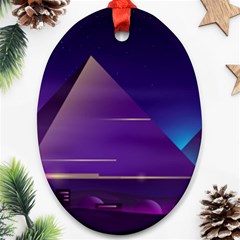 Egyptian Pyramids Night Landscape Cartoon Ornament (Oval)