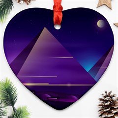 Egyptian Pyramids Night Landscape Cartoon Ornament (Heart)