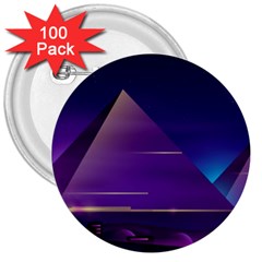 Egyptian Pyramids Night Landscape Cartoon 3  Buttons (100 Pack)  by Wegoenart