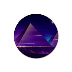 Egyptian Pyramids Night Landscape Cartoon Rubber Coaster (Round) 