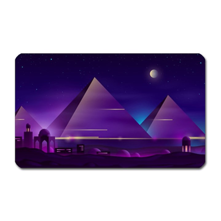 Egyptian Pyramids Night Landscape Cartoon Magnet (Rectangular)