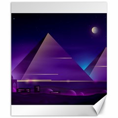 Egyptian Pyramids Night Landscape Cartoon Canvas 8  x 10 