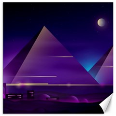 Egyptian Pyramids Night Landscape Cartoon Canvas 12  x 12 