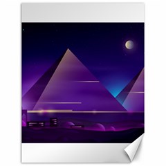 Egyptian Pyramids Night Landscape Cartoon Canvas 12  x 16 