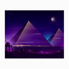 Egyptian Pyramids Night Landscape Cartoon Small Glasses Cloth (2 Sides) by Wegoenart