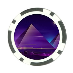 Egyptian Pyramids Night Landscape Cartoon Poker Chip Card Guard