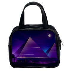 Egyptian Pyramids Night Landscape Cartoon Classic Handbag (Two Sides)