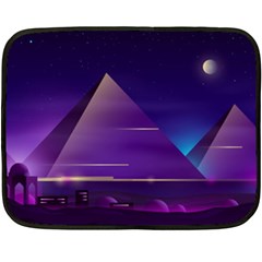 Egyptian Pyramids Night Landscape Cartoon Fleece Blanket (mini) by Wegoenart