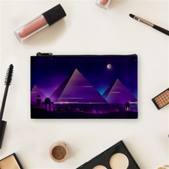 Egyptian Pyramids Night Landscape Cartoon Cosmetic Bag (Small)