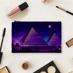 Egyptian Pyramids Night Landscape Cartoon Cosmetic Bag (Medium)