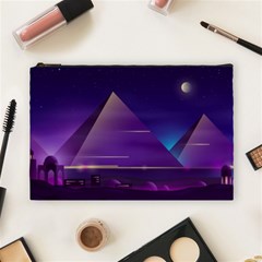 Egyptian Pyramids Night Landscape Cartoon Cosmetic Bag (Large)