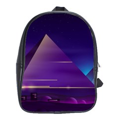 Egyptian Pyramids Night Landscape Cartoon School Bag (Large)