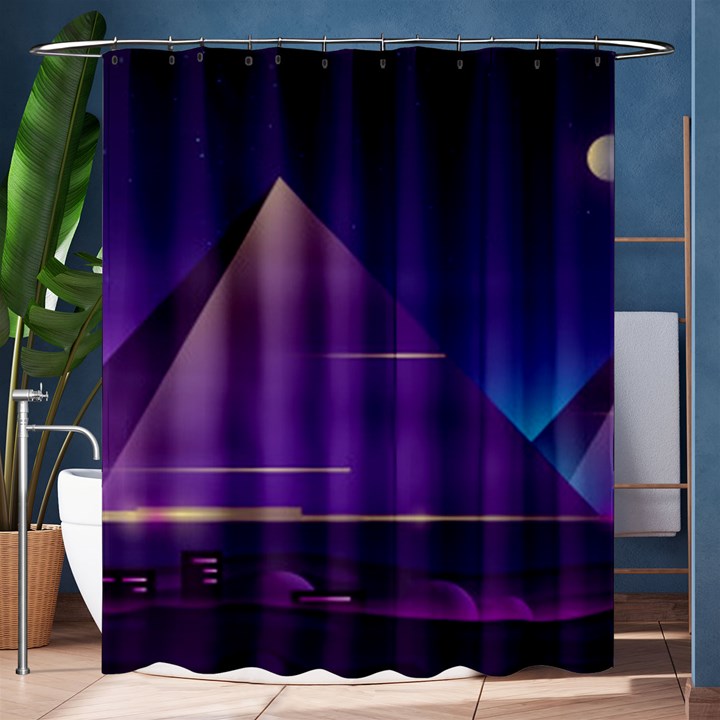 Egyptian Pyramids Night Landscape Cartoon Shower Curtain 60  x 72  (Medium) 