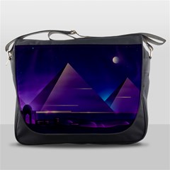 Egyptian Pyramids Night Landscape Cartoon Messenger Bag