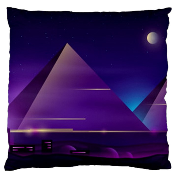 Egyptian Pyramids Night Landscape Cartoon Large Flano Cushion Case (One Side)