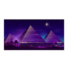 Egyptian Pyramids Night Landscape Cartoon Satin Wrap by Wegoenart