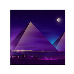 Egyptian Pyramids Night Landscape Cartoon Small Satin Scarf (square) by Wegoenart