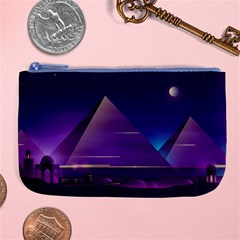 Egyptian Pyramids Night Landscape Cartoon Large Coin Purse