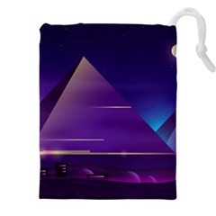 Egyptian Pyramids Night Landscape Cartoon Drawstring Pouch (4XL)